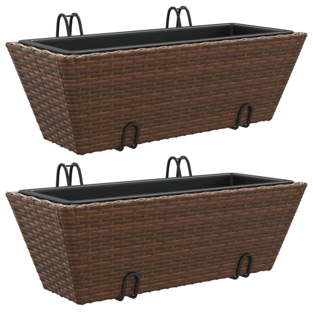 vidaXL plantekasser med kroge 2 stk. polyrattan brun vidaXL plantekasser med kroge 2 stk. polyrattan brun