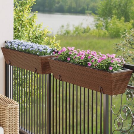 vidaXL plantekasser med kroge 2 stk. polyrattan brun
