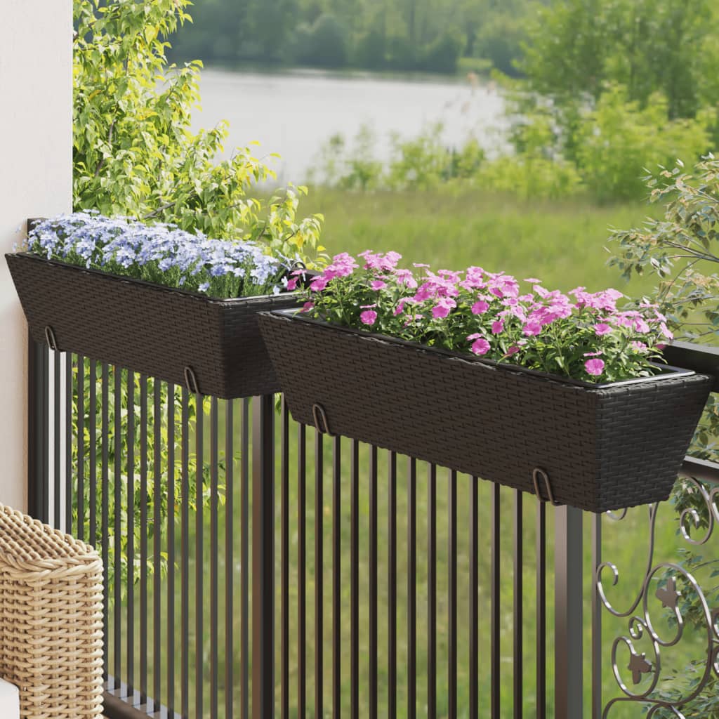 vidaXL plantekasser med kroge 2 stk. polyrattan sort vidaXL plantekasser med kroge 2 stk. polyrattan sort