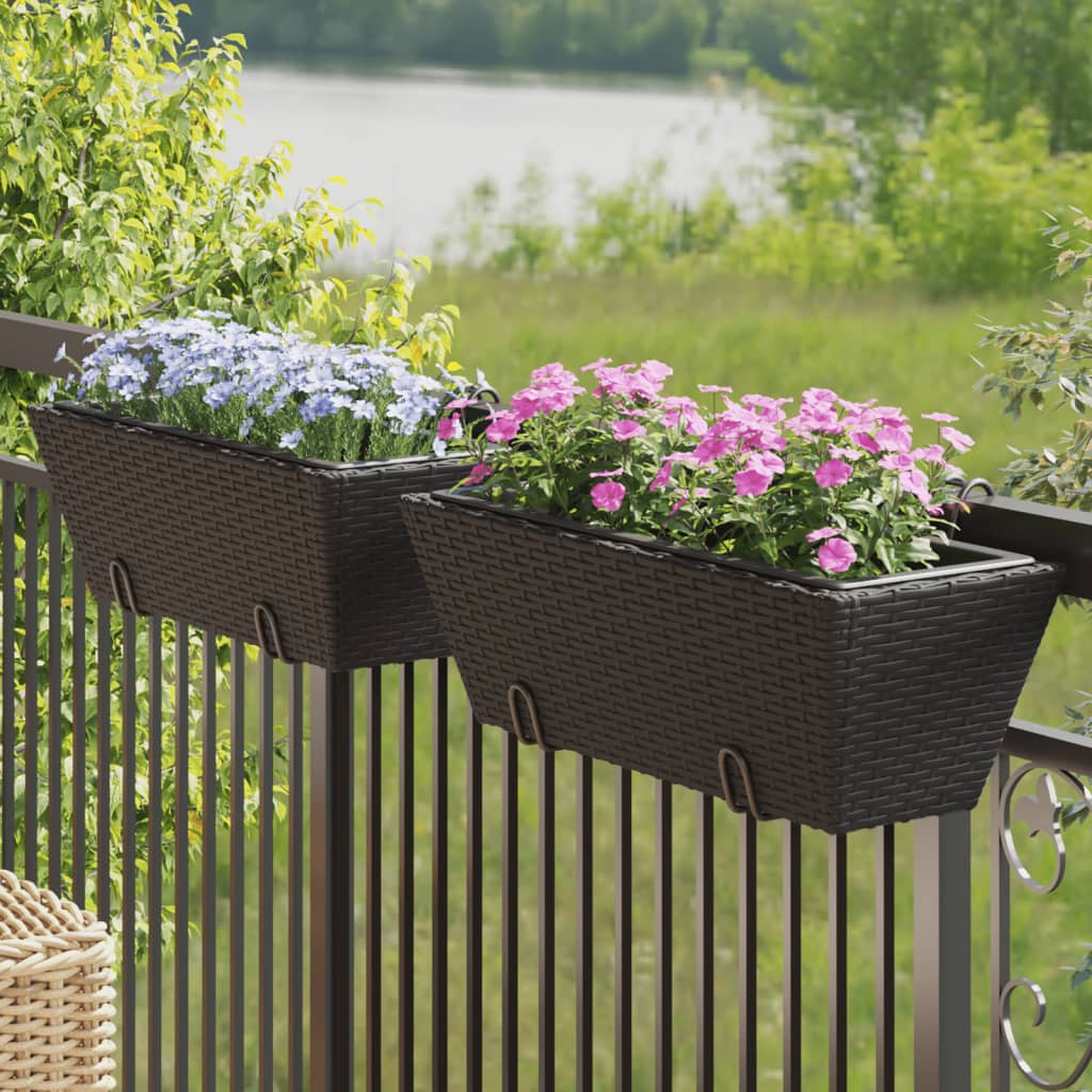 vidaXL plantekasser med kroge 2 stk. polyrattan sort vidaXL plantekasser med kroge 2 stk. polyrattan sort