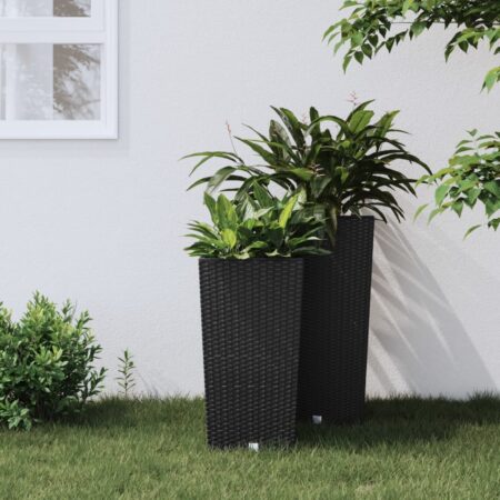 vidaXL plantekrukke 11/26,5 l udtagelig indsats PP rattanlook antracit
