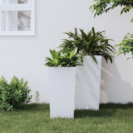 vidaXL plantekrukke 11/26,5 l udtagelig indsats PP rattanlook hvid