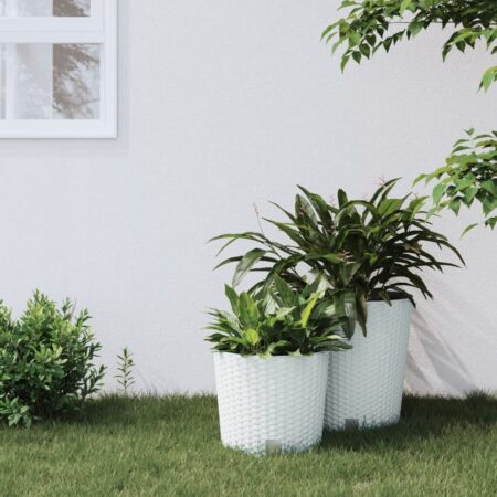 vidaXL plantekrukke 15/15,3 l udtagelig indsats PP rattanlook hvid