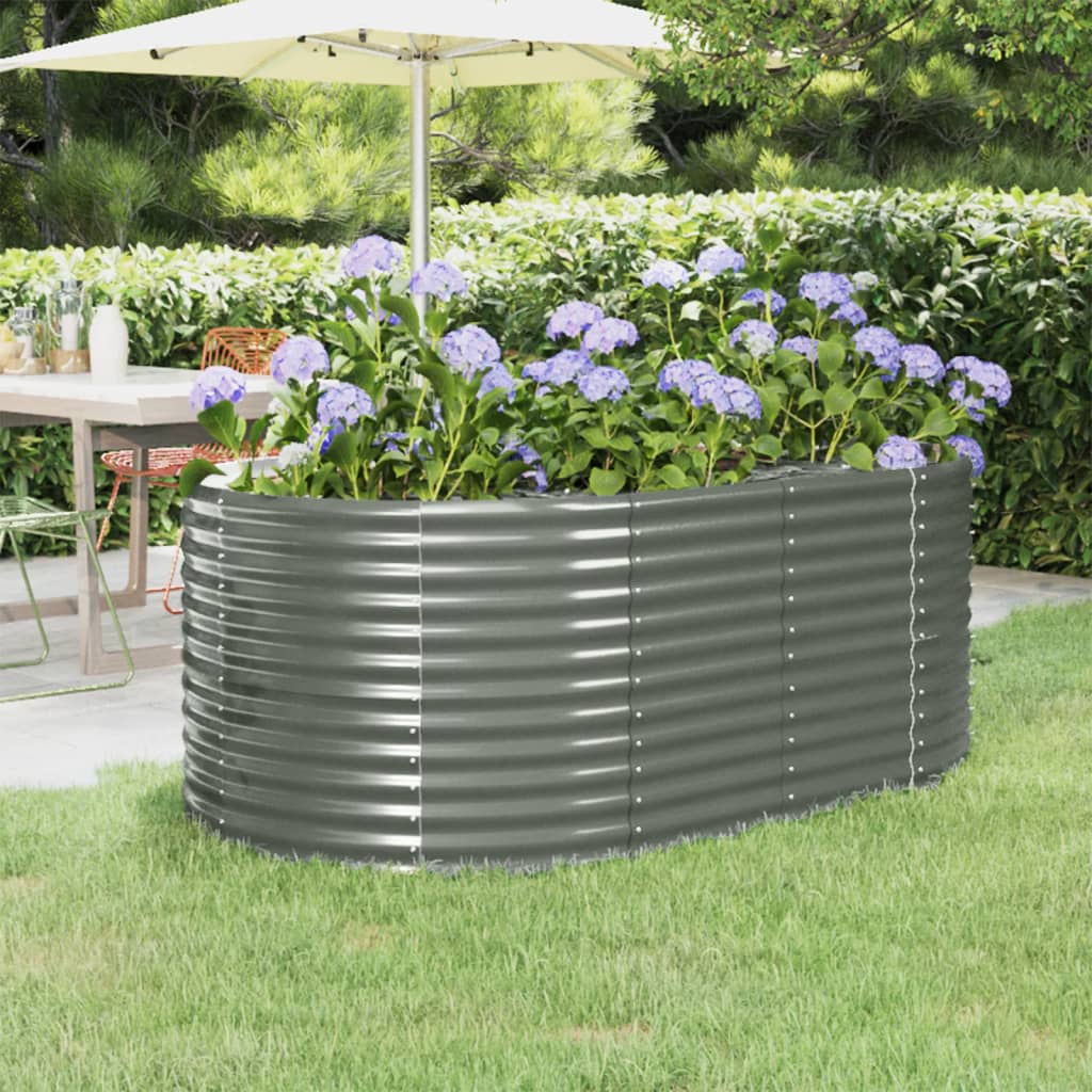 vidaXL plantekrukke 175x100x68 cm pulverlakeret stål grå vidaXL plantekrukke 175x100x68 cm pulverlakeret stål grå