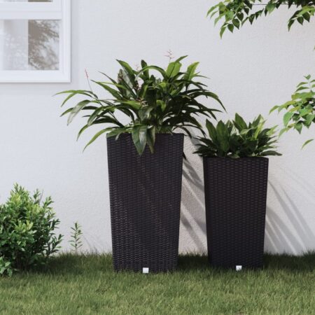 vidaXL plantekrukke 21/49 l udtagelig indsats PP rattanlook antracit