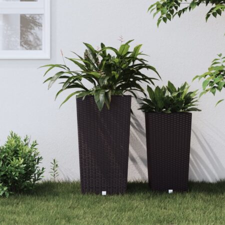 vidaXL plantekrukke 21/49 l udtagelig indsats PP rattanlook brun
