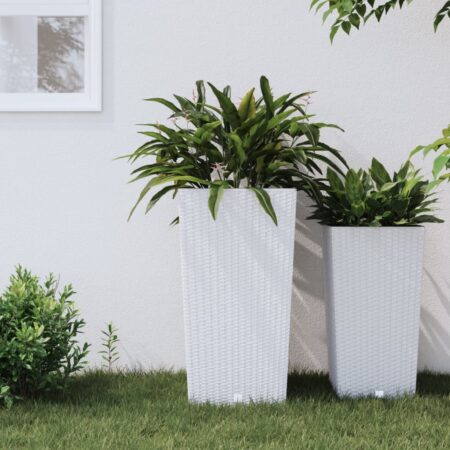 vidaXL plantekrukke 21/49 l udtagelig indsats PP rattanlook hvid