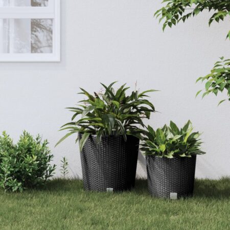 vidaXL plantekrukke 35/37,5 l udtagelig indsats PP rattanlook antracit