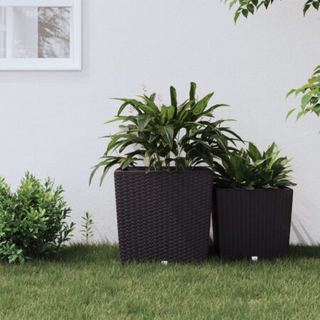 vidaXL plantekrukke 37/64 l udtagelig indsats PP rattanlook brun