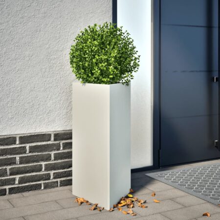 vidaXL plantekrukke 40x34,5x70 cm trekantet stål hvid