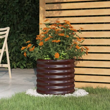 vidaXL plantekrukke 40x40x36 cm pulverlakeret stål brun