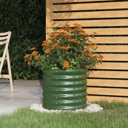 vidaXL plantekrukke 40x40x36 cm pulverlakeret stål grøn