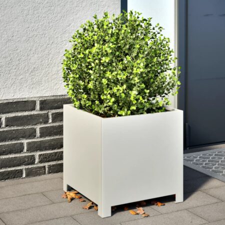vidaXL plantekrukke 40x40x40 cm stål hvid