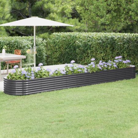 vidaXL plantekrukke 440x80x36 cm pulverlakeret stål antracitgrå