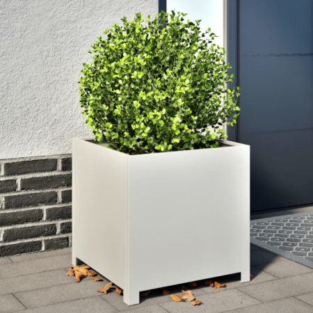 vidaXL plantekrukke 50x50x50 cm stål hvid