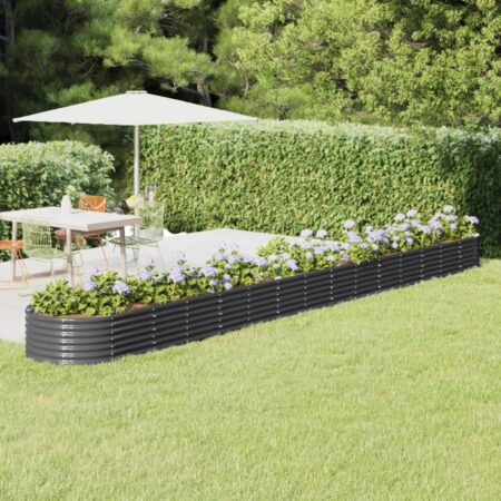 vidaXL plantekrukke 620x80x36 cm pulverlakeret stål antracitgrå