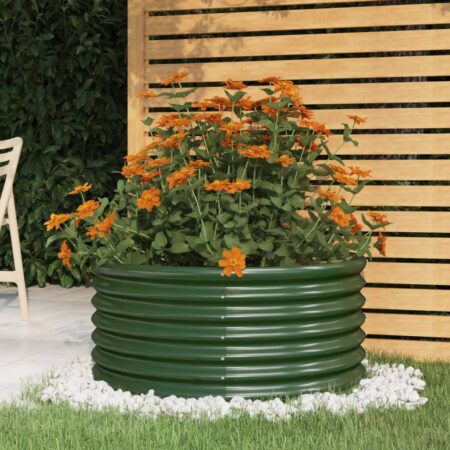 vidaXL plantekrukke 80x80x36 cm pulverlakeret stål grøn