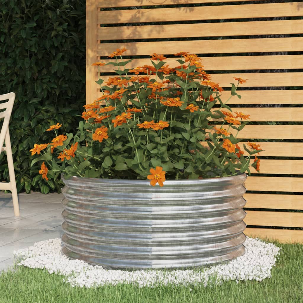 vidaXL plantekrukke 80x80x36 cm pulverlakeret stål sølvfarvet vidaXL plantekrukke 80x80x36 cm pulverlakeret stål sølvfarvet