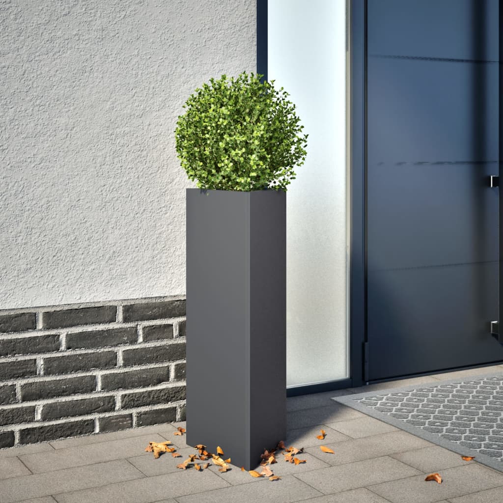 vidaXL plantekrukker 2 stk. 30x26x75 cm trekantet stål antracitgrå vidaXL plantekrukker 2 stk. 30x26x75 cm trekantet stål antracitgrå