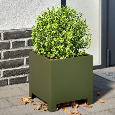 vidaXL plantekrukker 2 stk. 30x30x30 cm stål olivengrøn