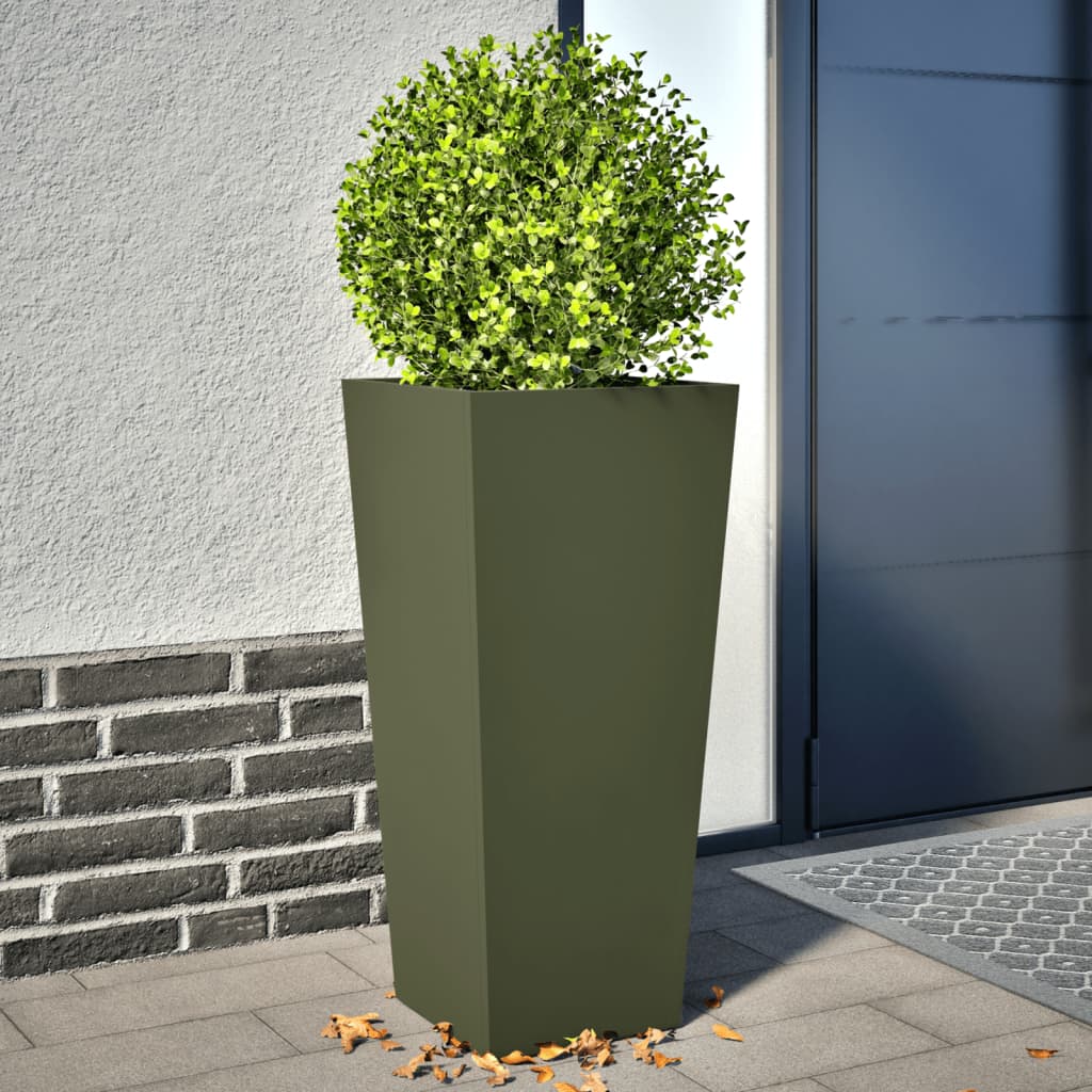 vidaXL plantekrukker 2 stk. 35x35x75 cm stål olivengrøn vidaXL plantekrukker 2 stk. 35x35x75 cm stål olivengrøn