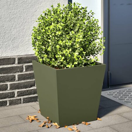 vidaXL plantekrukker 2 stk. 40x40x40 cm stål olivengrøn