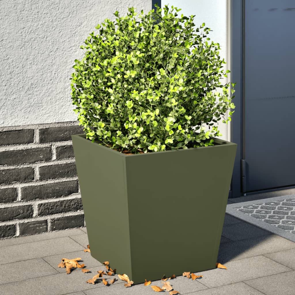 vidaXL plantekrukker 2 stk. 40x40x40 cm stål olivengrøn vidaXL plantekrukker 2 stk. 40x40x40 cm stål olivengrøn