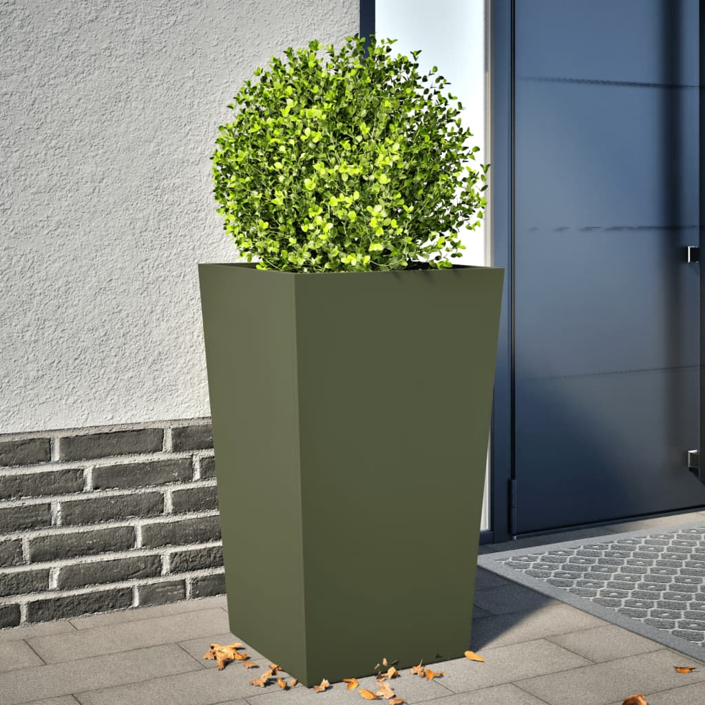 vidaXL plantekrukker 2 stk. 45x45x75 cm stål olivengrøn vidaXL plantekrukker 2 stk. 45x45x75 cm stål olivengrøn