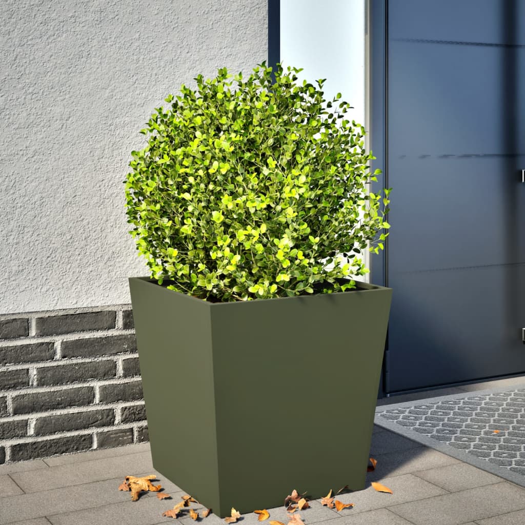 vidaXL plantekrukker 2 stk. 50x50x50 cm stål olivengrøn vidaXL plantekrukker 2 stk. 50x50x50 cm stål olivengrøn