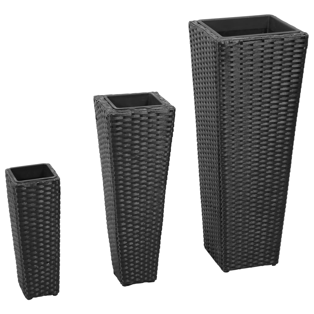 vidaXL plantekrukker 3 stk. polyrattan sort vidaXL plantekrukker 3 stk. polyrattan sort