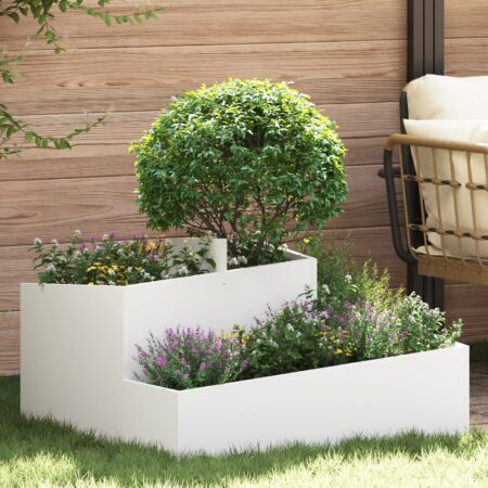 vidaXL planter hvid 80x80x50 cm koldvalset stål