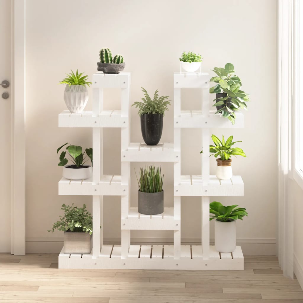 vidaXL plantestativ 104,5x25x109,5 cm massivt fyrretræ hvid vidaXL plantestativ 104,5x25x109,5 cm massivt fyrretræ hvid