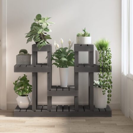 vidaXL plantestativ 104,5x25x77,5 cm massivt fyrretræ grå
