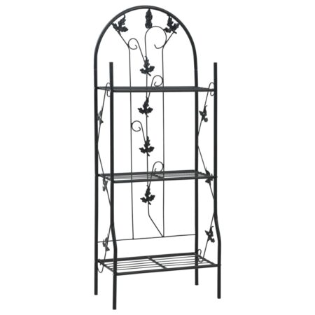 vidaXL plantestativ med 3 hylder 52x28x128 cm jern sort
