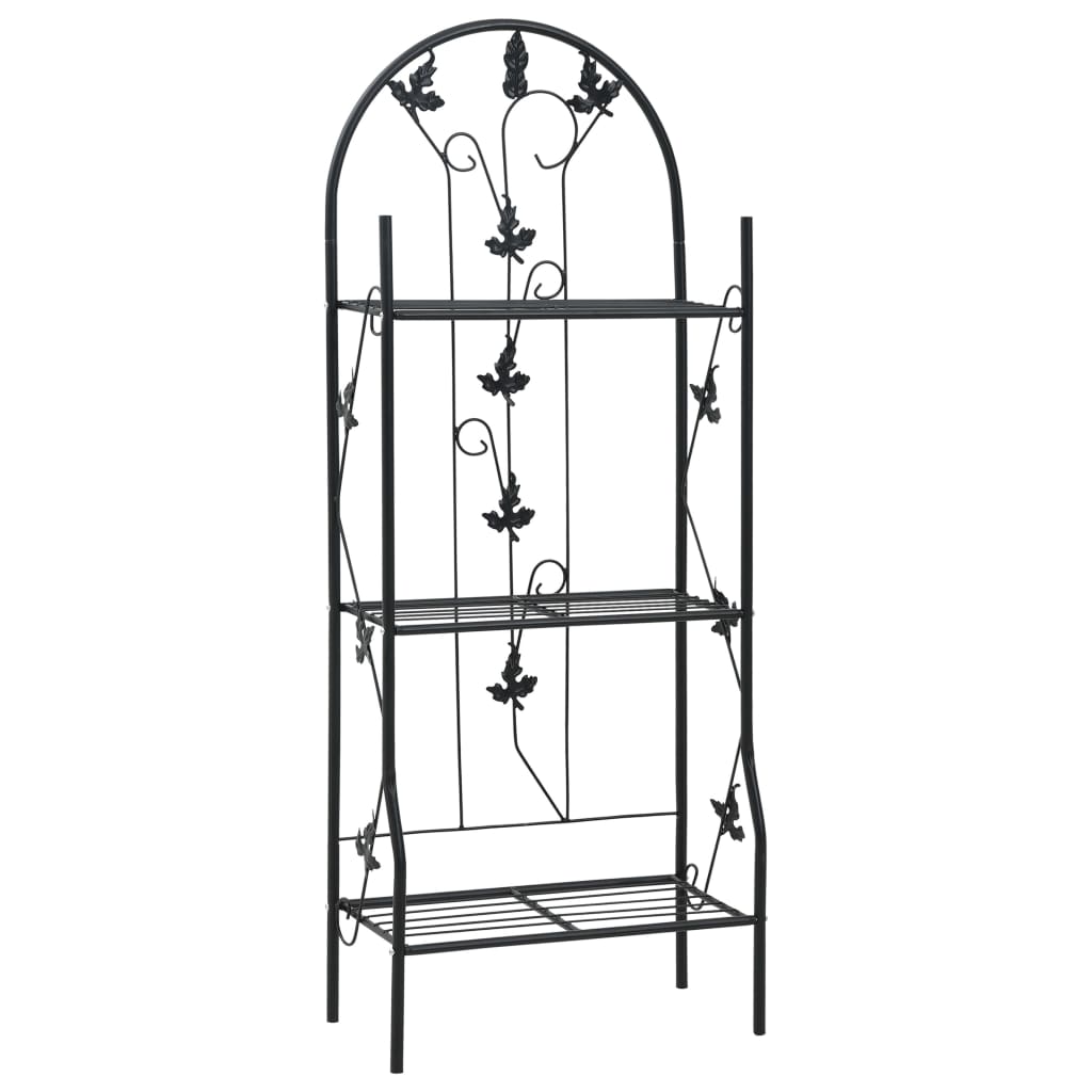 vidaXL plantestativ med 3 hylder 52x28x128 cm jern sort vidaXL plantestativ med 3 hylder 52x28x128 cm jern sort