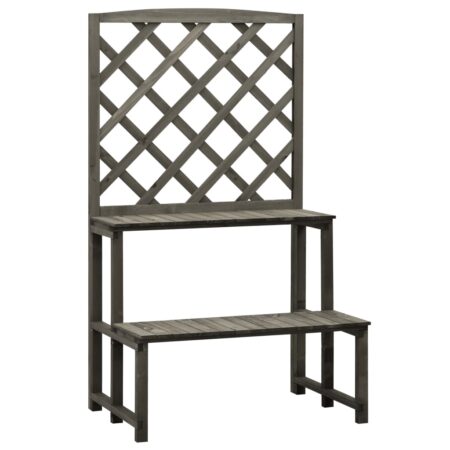 vidaXL plantestativ med espalier 70x42x120 cm massivt fyrretræ grå