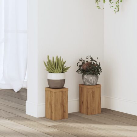 vidaXL plantestativer 2 stk. 10x10x18 cm konstrueret træ egetræsfarvet