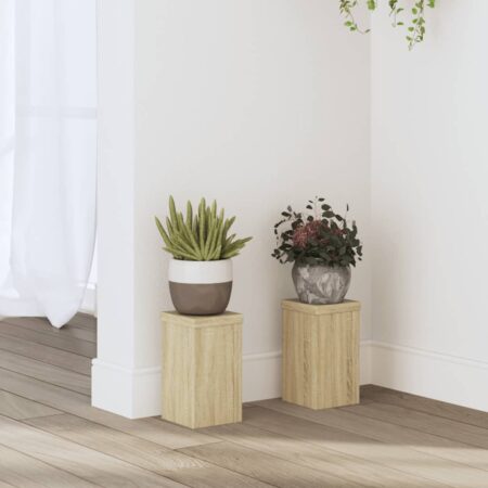 vidaXL plantestativer 2 stk. 10x10x18 cm konstrueret træ sonoma-eg