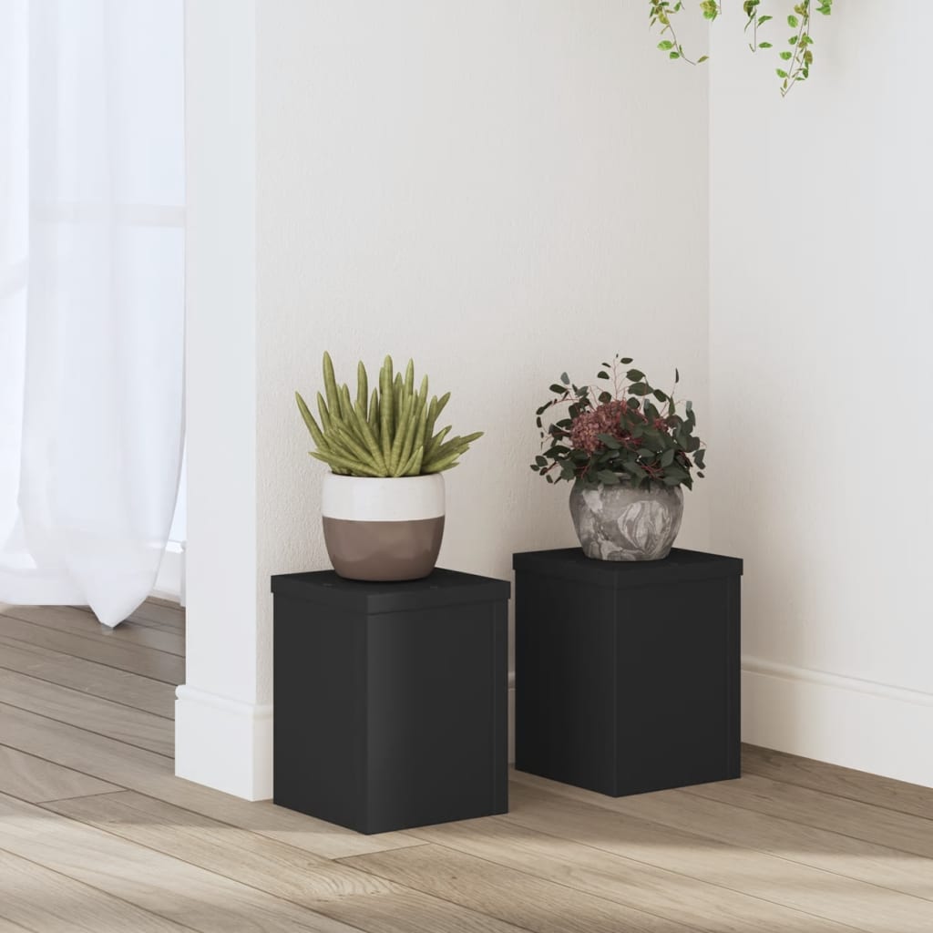 vidaXL plantestativer 2 stk. 15x15x20 cm konstrueret træ sort vidaXL plantestativer 2 stk. 15x15x20 cm konstrueret træ sort