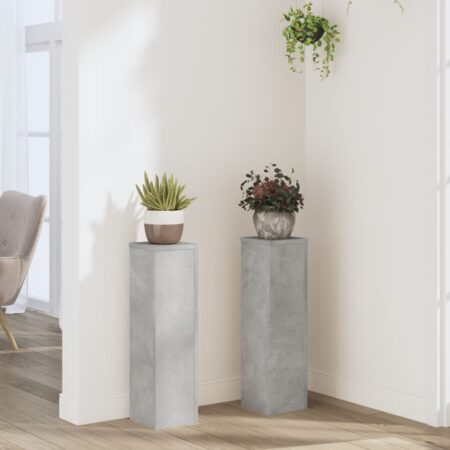 vidaXL plantestativer 2 stk. 17x17x60 cm konstrueret træ betongrå