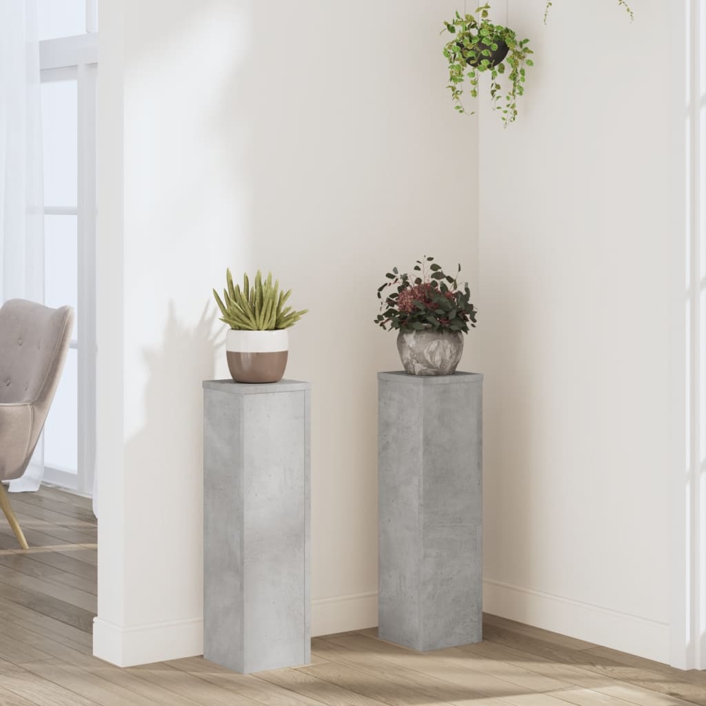 vidaXL plantestativer 2 stk. 17x17x60 cm konstrueret træ betongrå vidaXL plantestativer 2 stk. 17x17x60 cm konstrueret træ betongrå