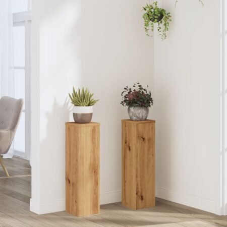 vidaXL plantestativer 2 stk. 17x17x60 cm konstrueret træ egetræsfarvet
