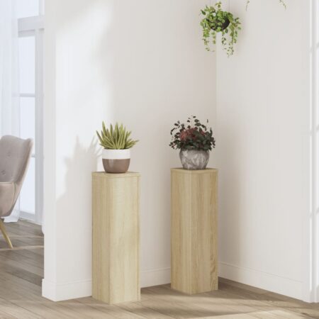 vidaXL plantestativer 2 stk. 17x17x60 cm konstrueret træ sonoma-eg