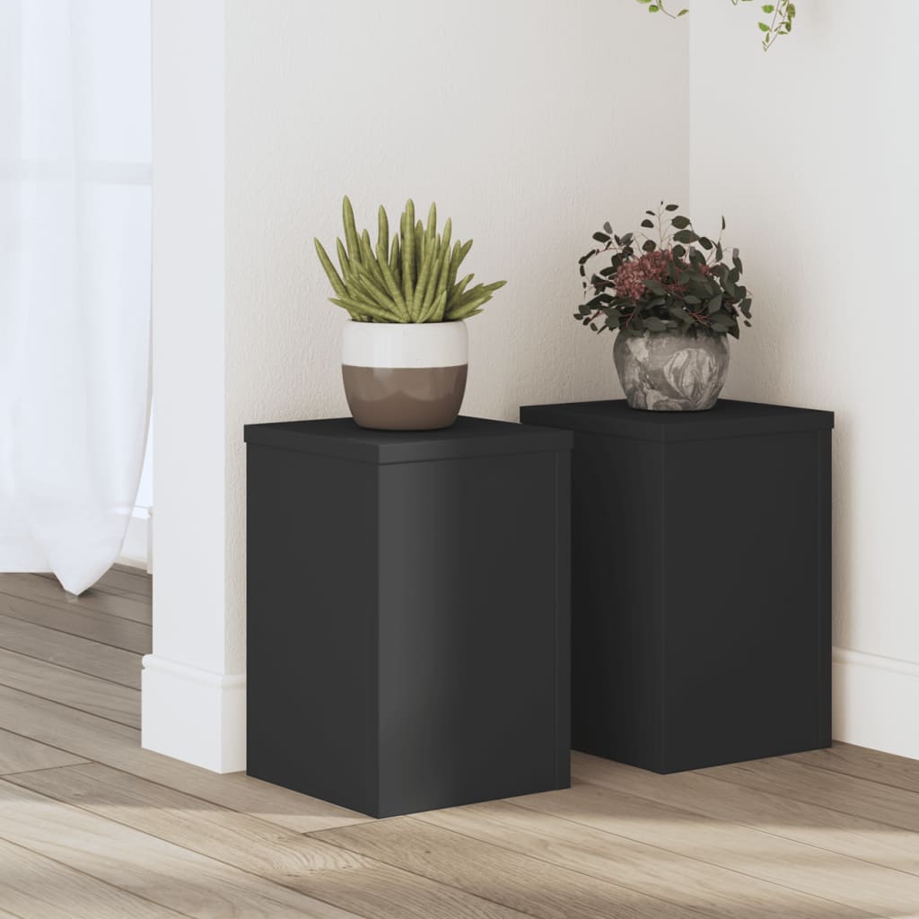 vidaXL plantestativer 2 stk. 20x20x30 cm konstrueret træ sort vidaXL plantestativer 2 stk. 20x20x30 cm konstrueret træ sort