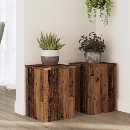 vidaXL plantestativer 2 stk. 25x25x35 cm konstrueret træ antikt træ