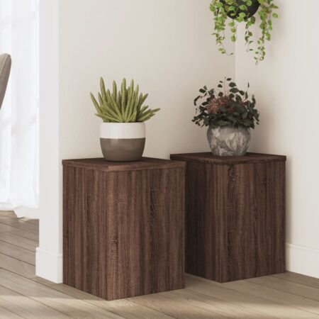 vidaXL plantestativer 2 stk. 25x25x35 cm konstrueret træ brunt eg