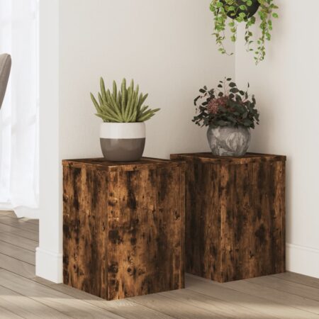 vidaXL plantestativer 2 stk. 25x25x35 cm konstrueret træ røget eg