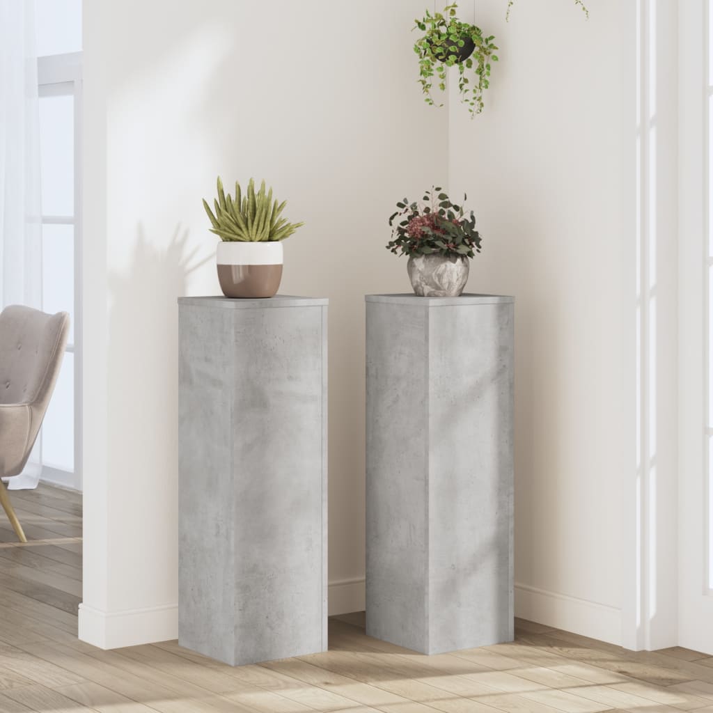 vidaXL plantestativer 2 stk. 25x25x80 cm konstrueret træ betongrå vidaXL plantestativer 2 stk. 25x25x80 cm konstrueret træ betongrå