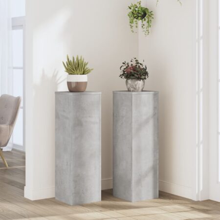 vidaXL plantestativer 2 stk. 25x25x80 cm konstrueret træ betongrå