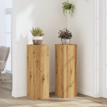 vidaXL plantestativer 2 stk. 25x25x80 cm konstrueret træ egetræsfarvet